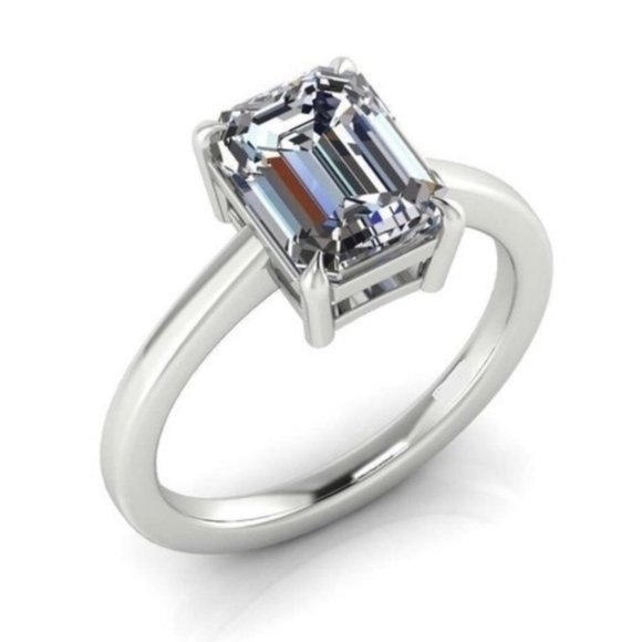 White Gold Princess Cut 2CT Stone Ring - Picture 2 of 4